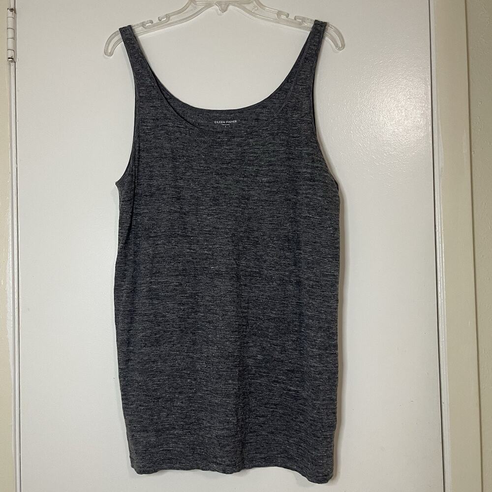 Eileen Fisher Gray Organic Linen Scoop neck tank top Large